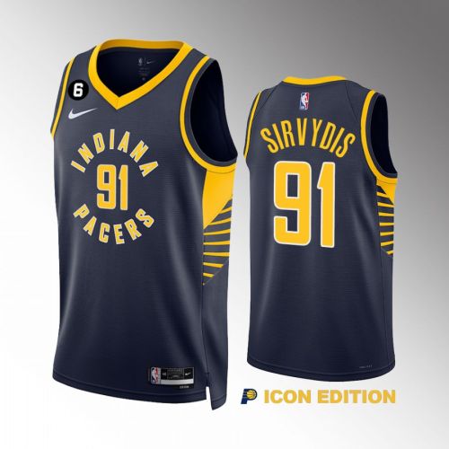 Deividas Sirvydis 91 Indiana Pacers Navy Icon Edition 2022-23 Men Jersey Swingman