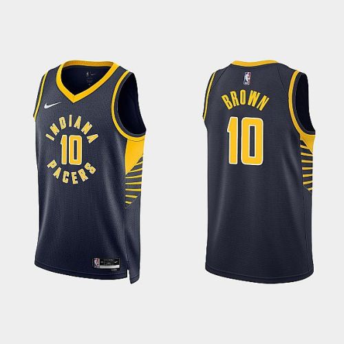 Indiana Pacers 10 Kendall Brown 2022-23 Icon Edition Black Men Jersey