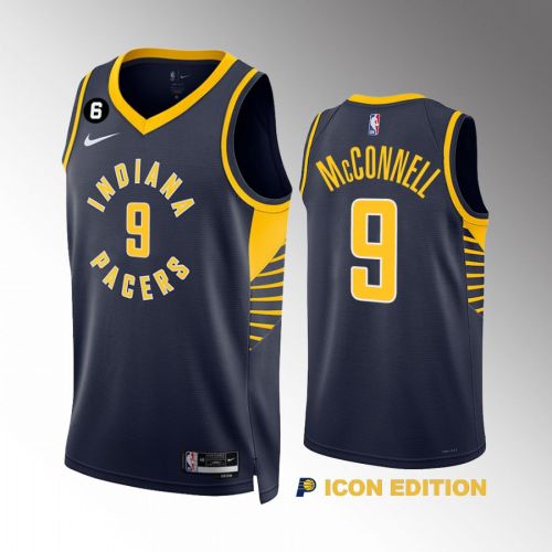 T.J. McConnell 9 Indiana Pacers Navy Icon Edition 2022-23 Men Jersey Swingman