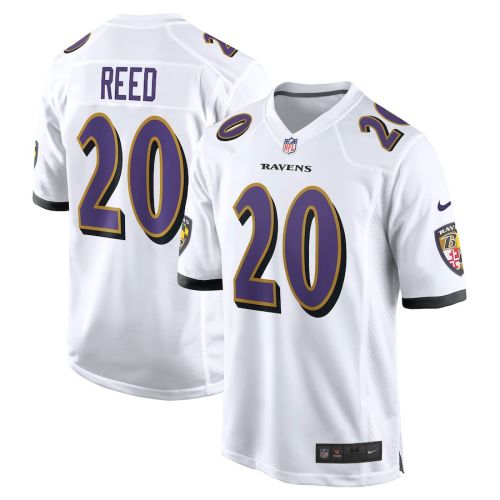 Ed Reed 20 Baltimore Ravens Men Retired Game Jersey - White