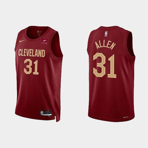 Cleveland Cavaliers 31 Jarrett Allen 2022-23 Icon Edition Wine Men Jersey