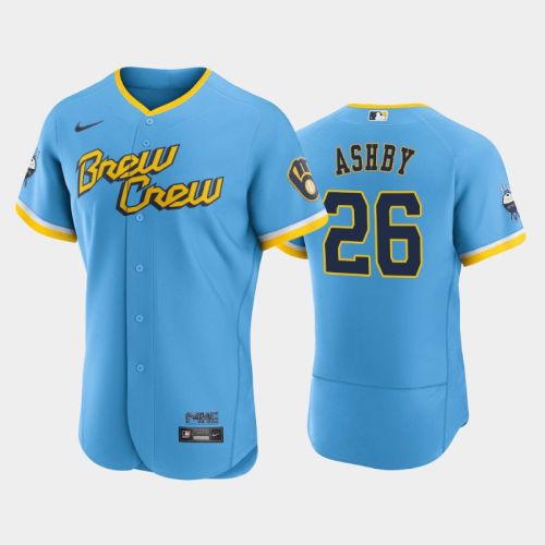 Aaron Ashby 26 2022-23 City Connect Milwaukee Brewers Jersey - Powder Blue