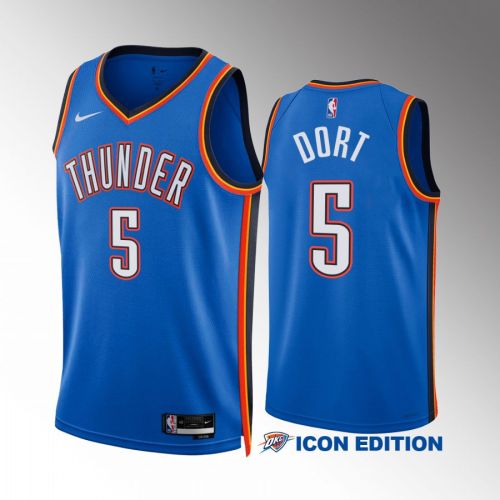 Oklahoma City Thunder 2022-23 Luguentz Dort 5 Icon Edition Blue Men Jersey Swingman