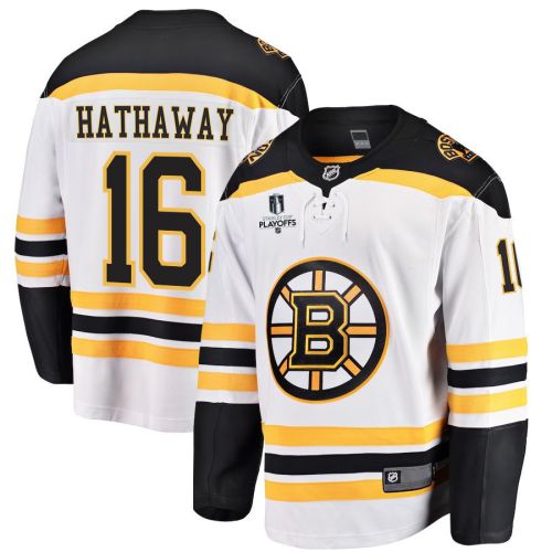 Garnet Hathaway 16 Boston Bruins Stanley Cup 2023 Playoffs Patch Away Breakaway Men Jersey - White