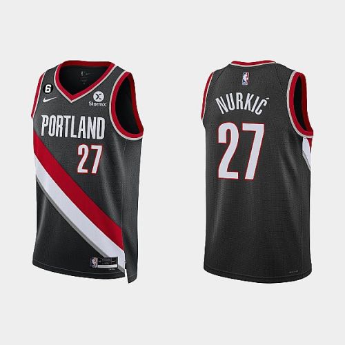 Portland Trail Blazers 27 Jusuf Nurkic 2022-23 Icon Edition Black Men Jersey