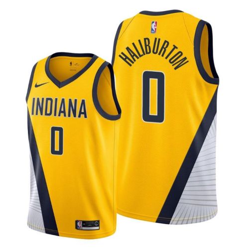 Tyrese Haliburton 0 Indiana Pacers 2022 Statement Edition Gold Jersey - Men Jersey