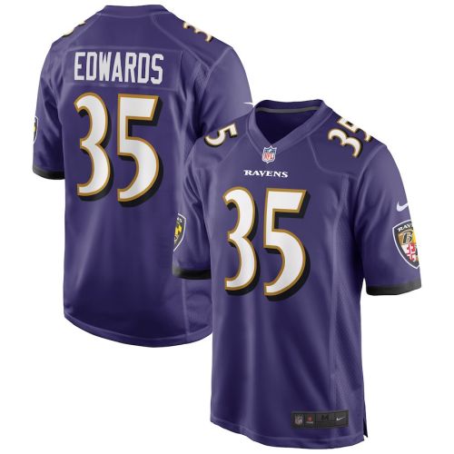 Gus Edwards 35 Baltimore Ravens Men Game Jersey - Purple