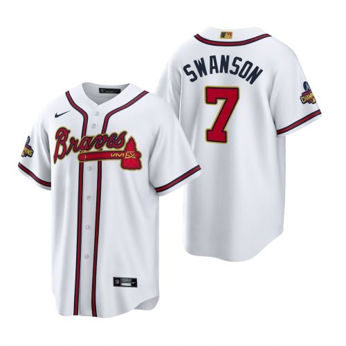 Dansby Swanson 7 Atlanta Braves White 2022-23 Gold Program Jersey