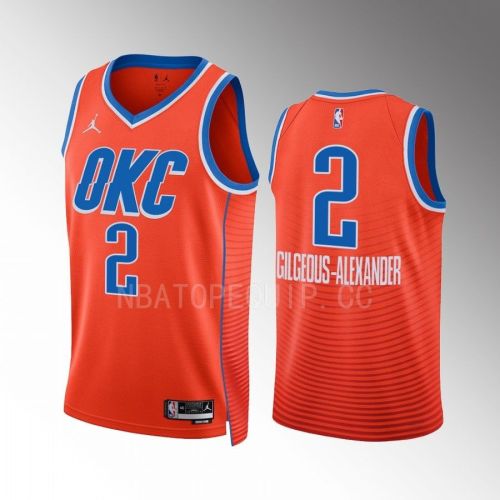 Shai Gilgeous-Alexander 2 Oklahoma City Thunder Orange Men Jersey 2022-23 Statement Edition Swingman