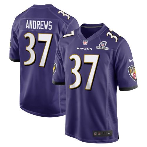 Andrew Adams 37 Baltimore Ravens 2024 Divisional Patch Game Men Jersey - Purple