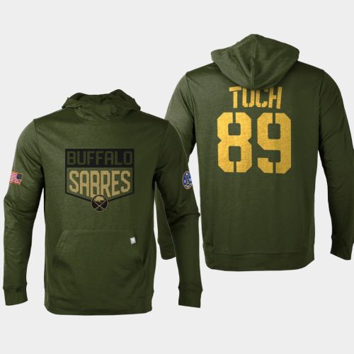 Buffalo Sabres 89 Alex Tuch 2022 Salute to Service Olive Pullover Hoodie