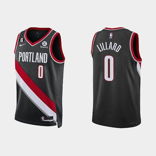 Portland Trail Blazers 0 Damian Lillard 2022-23 Icon Edition Black Men Jersey