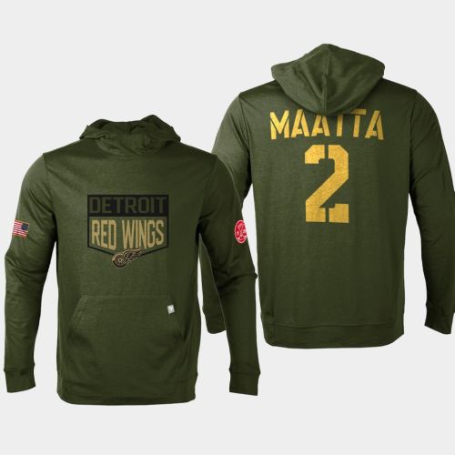 Detroit Red Wings 2 Olli Maatta Military Olive Equipment Pullover Hoodie Olive