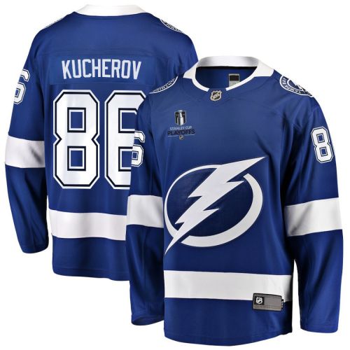 Nikita Kucherov 86 Tampa Bay Lightning Stanley Cup 2023 Playoffs Patch Home Breakaway Men Jersey - Blue