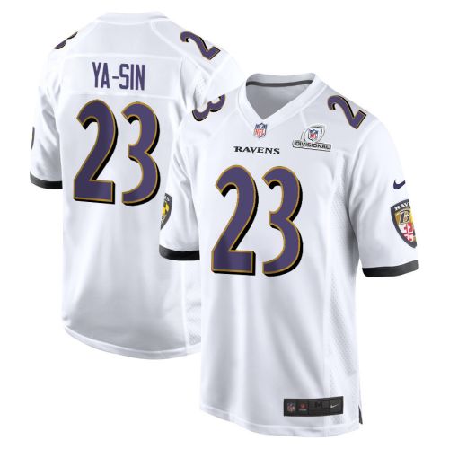 Rock Ya-Sin 23 Baltimore Ravens 2024 Divisional Patch Game Men Jersey - White