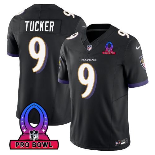 Justin Tucker 9 Baltimore Ravens 2024 Pro Bowl Patch Game Men Jersey - Black