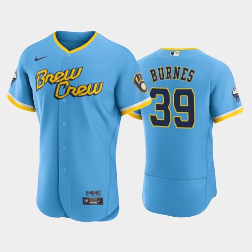 Corbin Burnes 39 2022-23 City Connect Milwaukee Brewers Jersey - Powder Blue