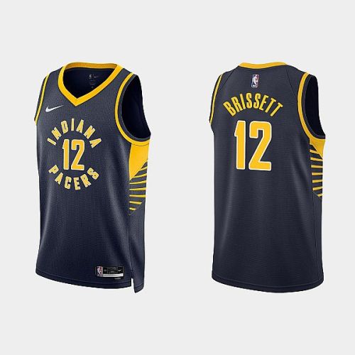 Indiana Pacers 12 Oshae Brissett 2022-23 Icon Edition Black Men Jersey