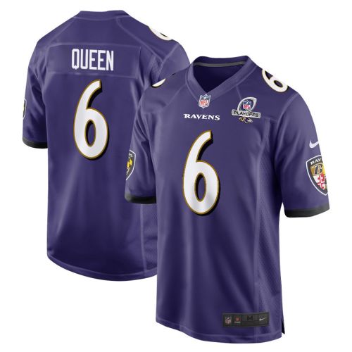 Patrick Queen 6 Baltimore Ravens 2023 Playoffs Patch Game Men Jersey - Purple