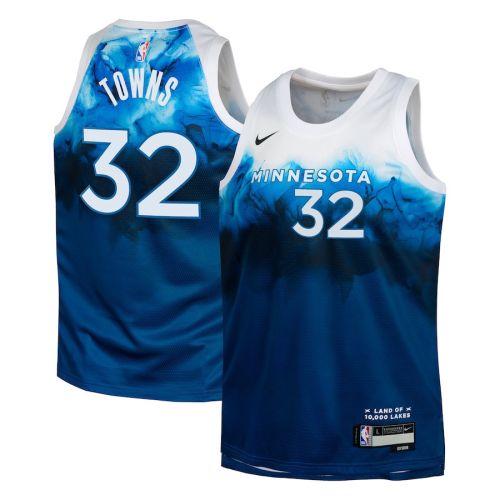 Karl-Anthony Towns 32 Minnesota Timberwolves 2023/24 City Edition Swingman YOUTH Jersey - Blue