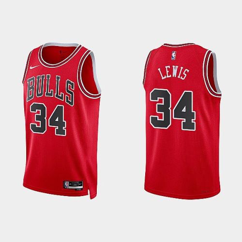 Chicago Bulls 34 Justin Lewis 2022-23 Icon Edition Red Men Jersey