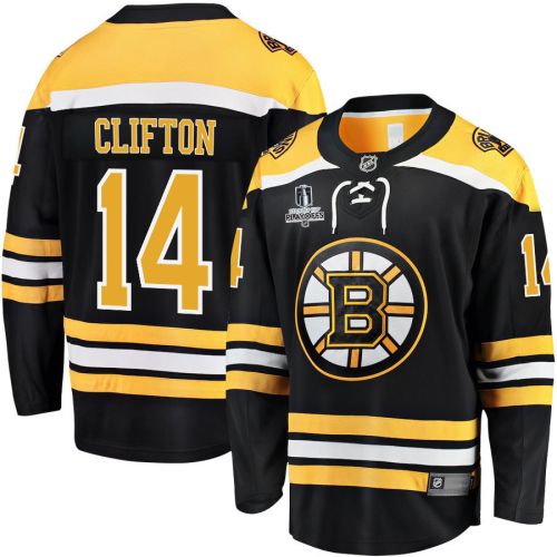 Connor Clifton 14 Boston Bruins Stanley Cup 2023 Playoffs Patch Home Breakaway Men Jersey - Black