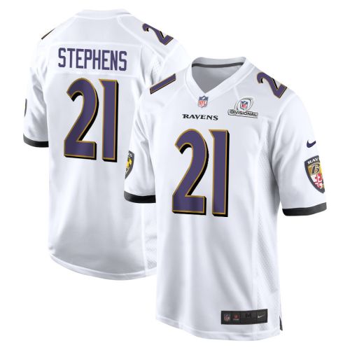 Brandon Stephens 21 Baltimore Ravens 2024 Divisional Patch Game Men Jersey - White