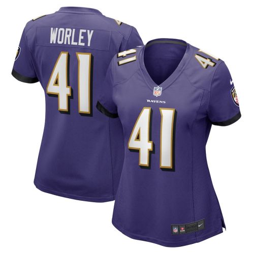 Daryl Worley 41 Baltimore Ravens Women's Game Player Jersey - Purple