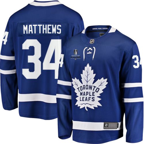 Auston Matthews 34 Toronto Maple Leafs Stanley Cup 2023 Playoffs Patch Home Breakaway Men Jersey - Blue