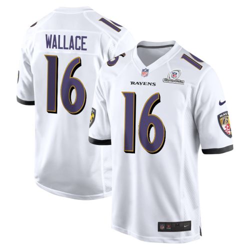 Tylan Wallace 16 Baltimore Ravens 2024 Divisional Patch Game Men Jersey - White