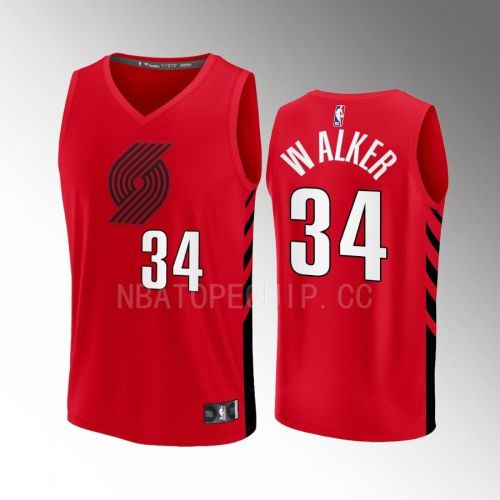 Portland Trail Blazers 34 Jabari Walker Statement Edition Men Jersey 2022-23 Fast Break Player Red