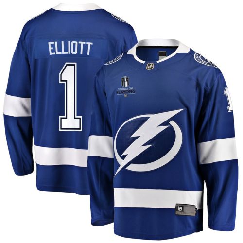 Brian Elliott 1 Tampa Bay Lightning Stanley Cup 2023 Playoffs Patch Home Breakaway Men Jersey - Blue