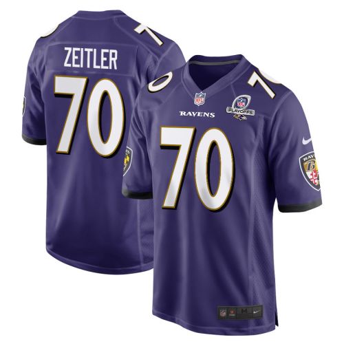 Kevin Zeitler 70 Baltimore Ravens 2023 Playoffs Patch Game Men Jersey - Purple