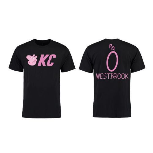 Russell Westbrook 0 Oklahoma City Thunder Pig Print T-Shirt - Black