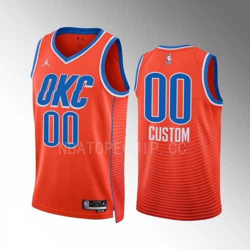 Custom 00 Oklahoma City Thunder Orange Men Jersey 2022-23 Statement Edition Swingman