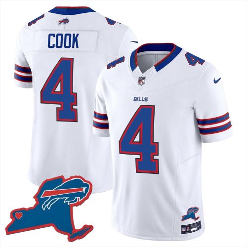 James Cook 4 Buffalo Bills New York Patch Game Men Jersey - White