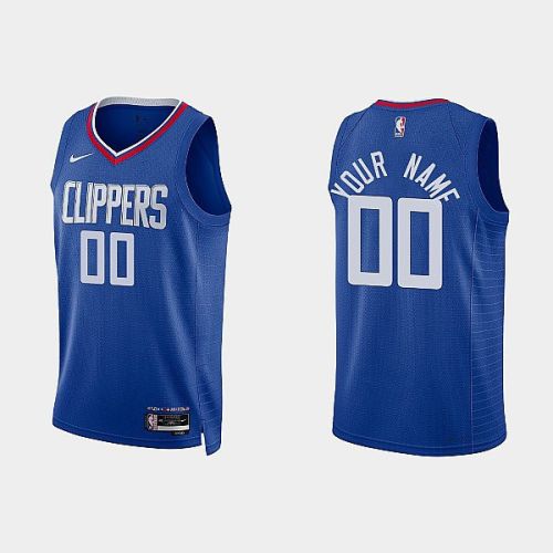 Los Angeles Clippers 00 Custom 2022-23 Icon Edition Blue Men Jersey