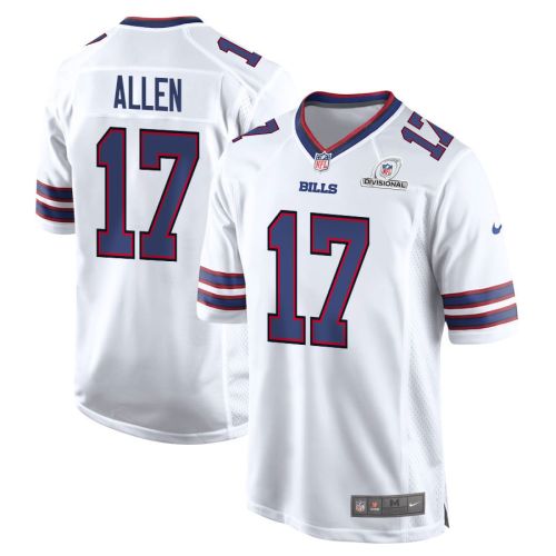 Josh Allen 17 Buffalo Bills 2024 Divisional Patch Game Men Jersey - White