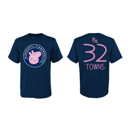 Karl-Anthony Towns 32 Minnesota Timberwolves Pig Print T-Shirt - Navy