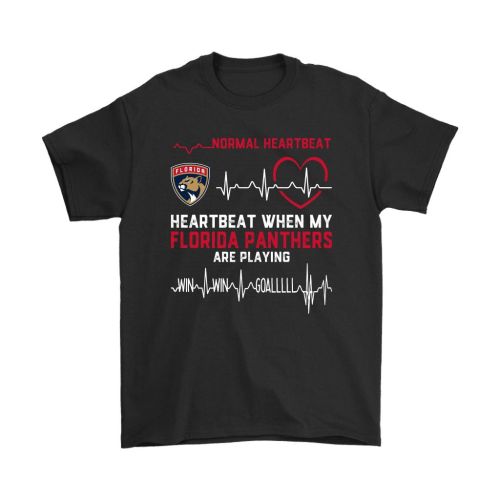 My Heartbeat When My Florida Panthers Are Playing Ice Hockey T-Shirt - Black