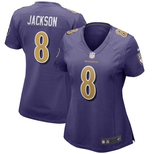 Lamar Jackson 8 Baltimore Ravens Women's Alternate Game Player Jersey - Purple