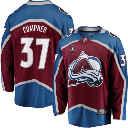 J.T. Compher 37 Colorado Avalanche Stanley Cup 2023 Playoffs Patch Home Breakaway Men Jersey - Burgundy