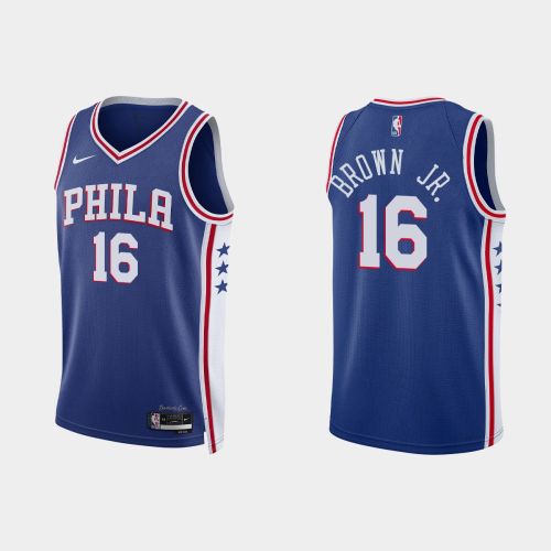 Philadelphia 76ers 16 Charlie Brown Jr. 2022-23 Icon Edition Royal Men Jersey