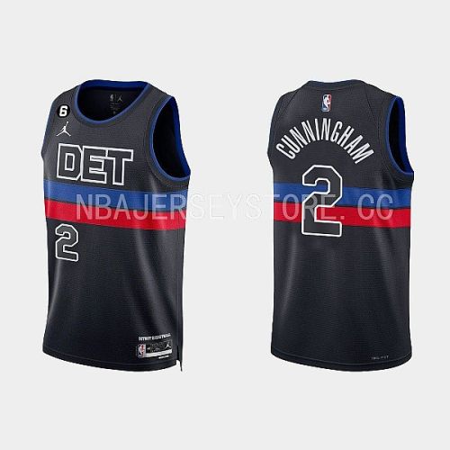 Detroit Pistons 2 Cade Cunningham 2022-23 Statement Edition Black Men Jersey