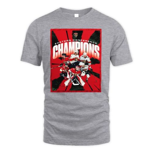 Florida Panthers 2023 Eastern Conference Champions Team T-Shirt - Gray