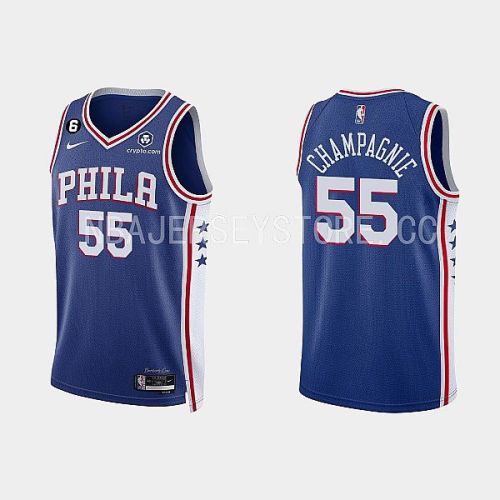 Philadelphia 76ers 55 Julian Champagnie 2022-23 Icon Edition Royal Men Jersey