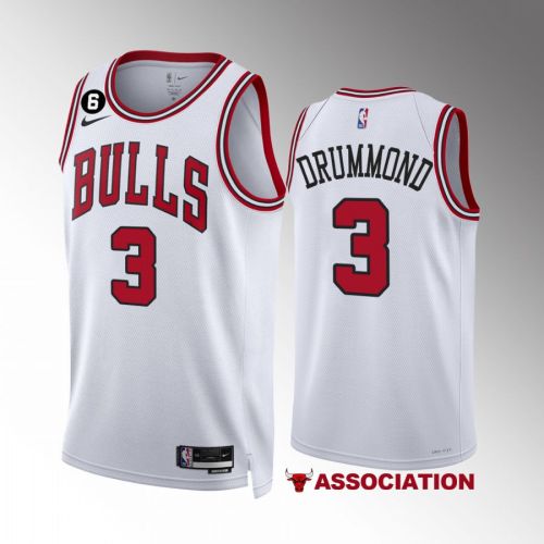 Andre Drummond 3 Chicago Bulls White Men Jersey 2022-23 Association Edition NO.6 Patch