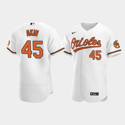 Men's Baltimore Orioles 45 Keegan Akin White Home Jersey Jersey