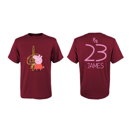 LeBron James 23 Cleveland Cavaliers Pig Print T-Shirt - Red