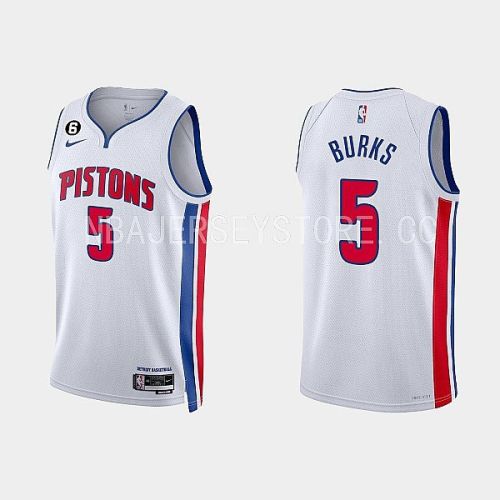 Detroit Pistons Alec Burks 5 2022-23 Association Edition White Men Jersey Swingman